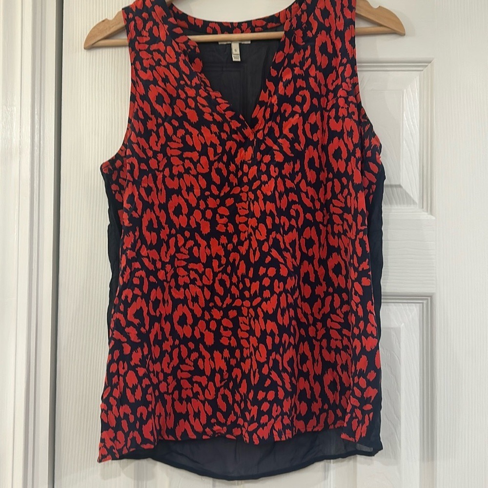 Joie Corette Animal-Print Caftan Neck‎ Silk Tank